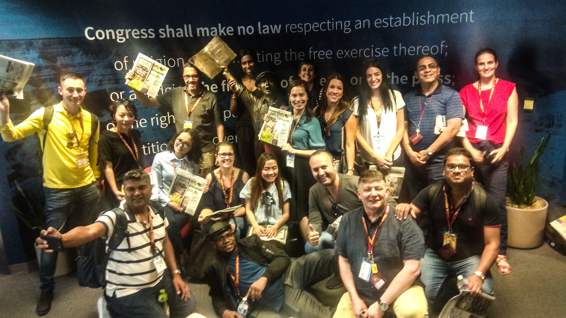 SUSI 2019 team poses at the entrance of The Arizona Republic after the tour of the news room