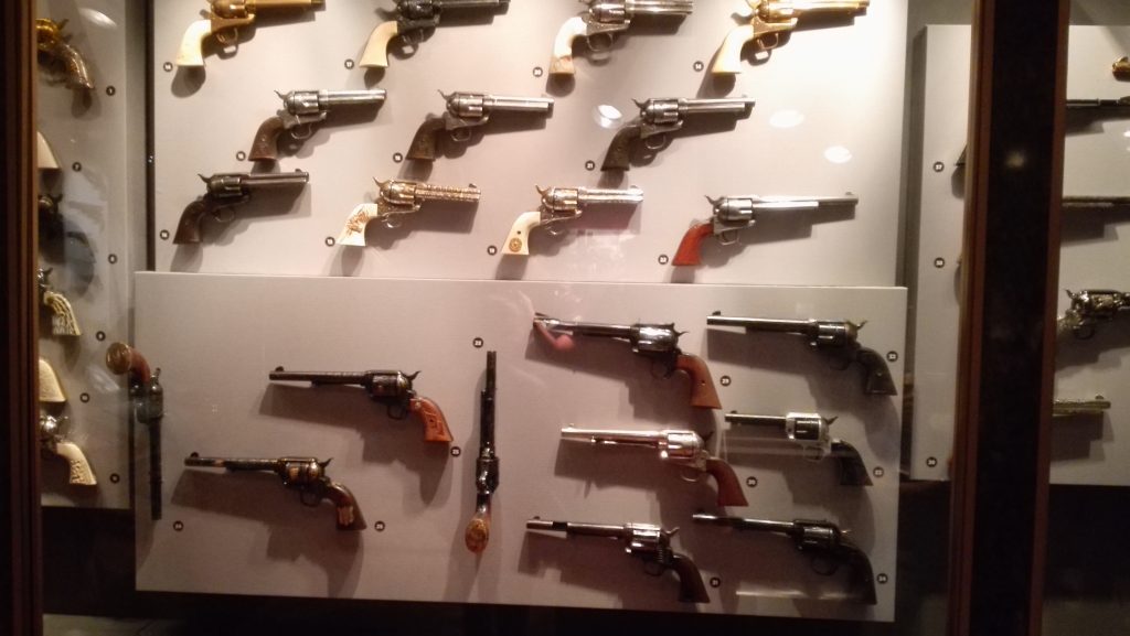 Display of vintage pistols