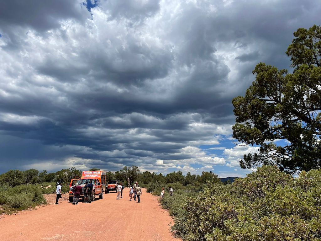 Gathering rainclouds over the Tonto National Forest, where the scholars went on a Jeep tour