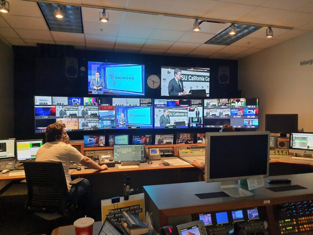 The Cronkite News control room while preparing for a live news program