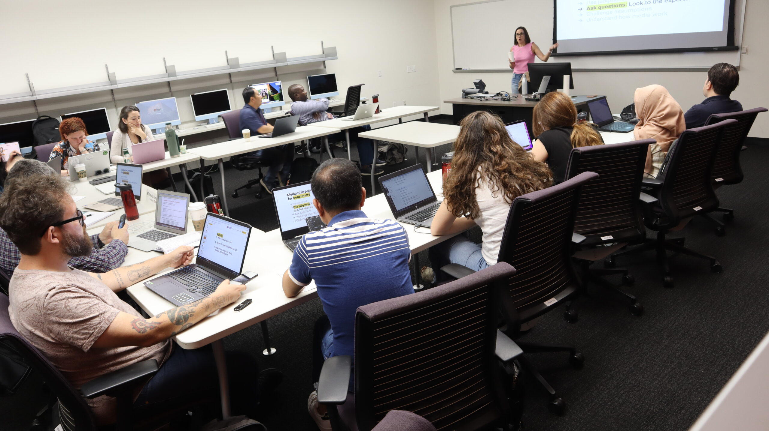 The scholars meet in a lab classroom for hands-on activities