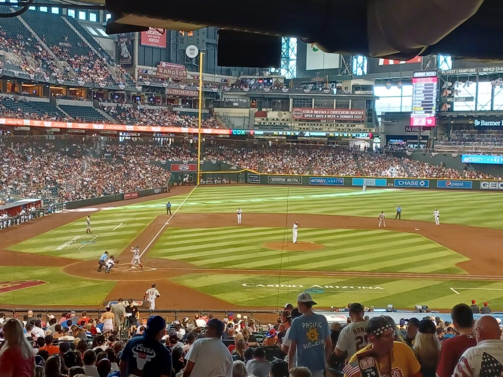 Chase Field in Phoenix, the stands full of baseball fans