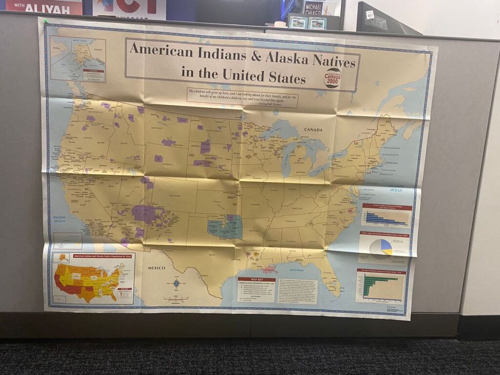 Map of the United States showing the presence of Indigenous populations