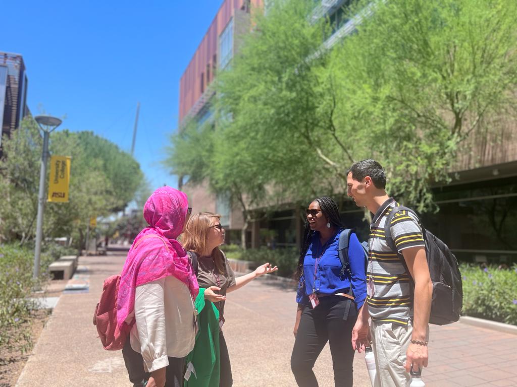 A few Cronkite SUSI 2023 scholars chat on Taylor Mall