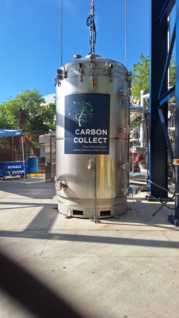 A large metal tank labeled "Carbon Collect"