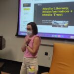 Dr. Kristy Roschke lectures and leads discussion on media literacy and media trust