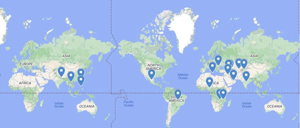 Map of global origin points of the 2024 scholars