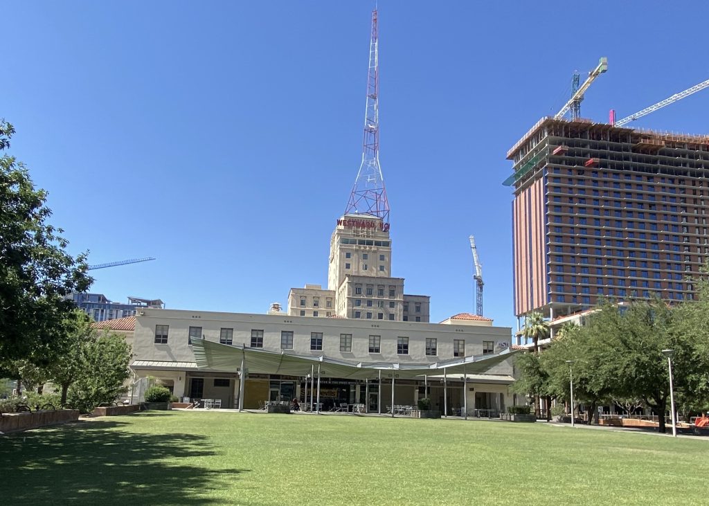 View of the Westward Ho from Civic Space Park